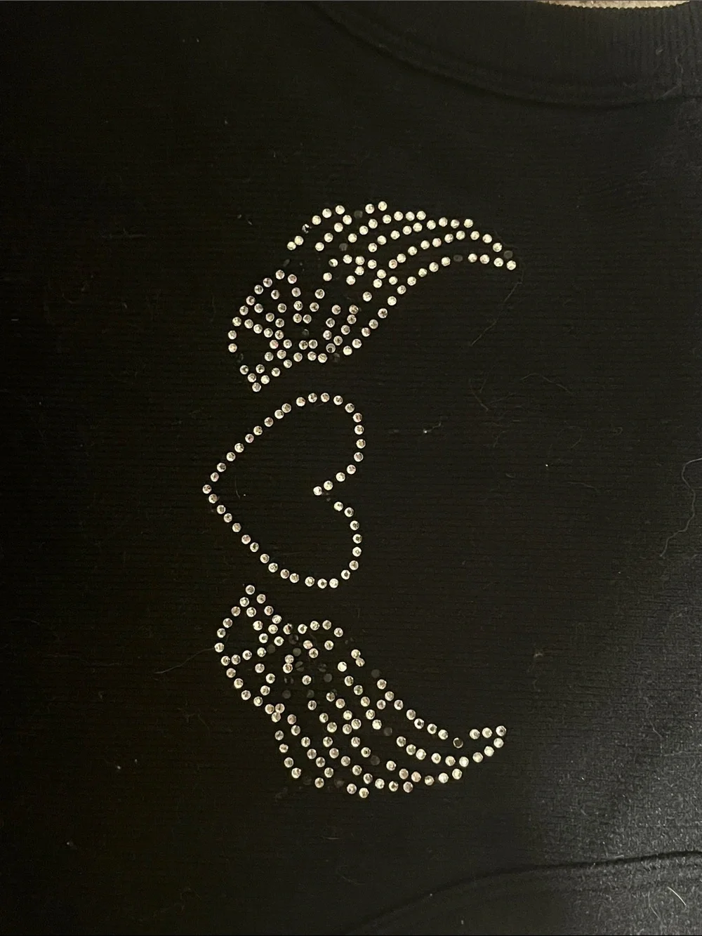 Girls Black Tank Top with Rhinestone Heart & Wings